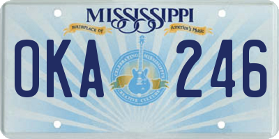 MS license plate OKA246