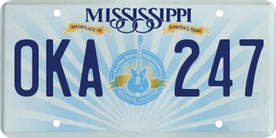 MS license plate OKA247