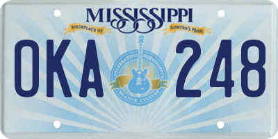 MS license plate OKA248