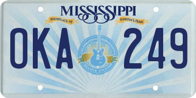 MS license plate OKA249