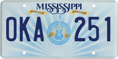 MS license plate OKA251