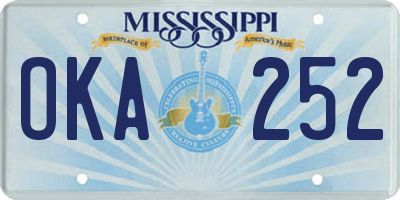 MS license plate OKA252