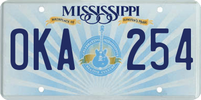 MS license plate OKA254