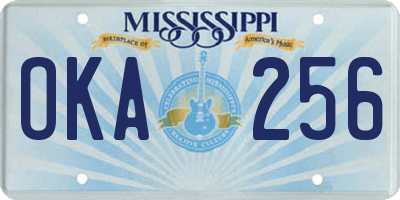 MS license plate OKA256