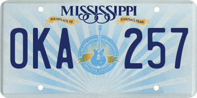 MS license plate OKA257