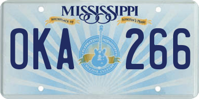 MS license plate OKA266