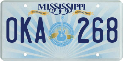 MS license plate OKA268
