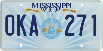 MS license plate OKA271