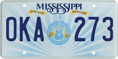 MS license plate OKA273