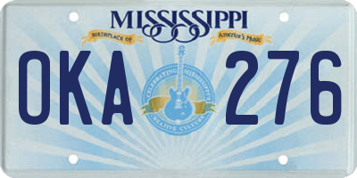 MS license plate OKA276