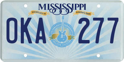 MS license plate OKA277