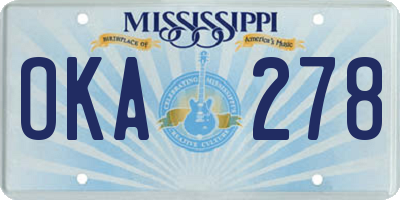 MS license plate OKA278