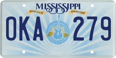 MS license plate OKA279