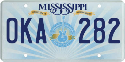 MS license plate OKA282