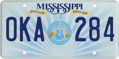 MS license plate OKA284