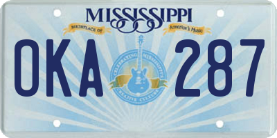 MS license plate OKA287