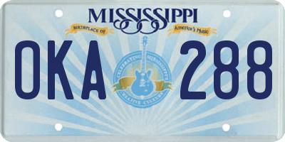 MS license plate OKA288