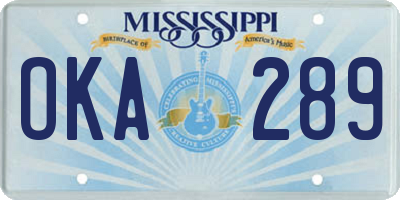 MS license plate OKA289