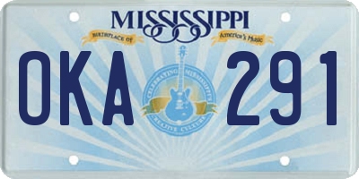 MS license plate OKA291