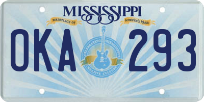MS license plate OKA293