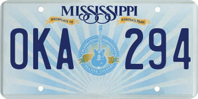 MS license plate OKA294