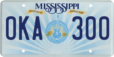 MS license plate OKA300