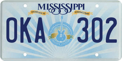 MS license plate OKA302
