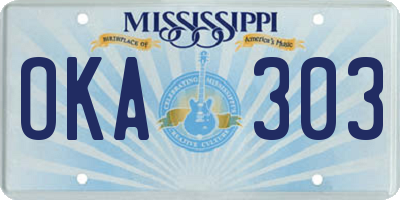 MS license plate OKA303