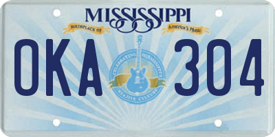 MS license plate OKA304