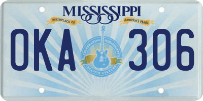 MS license plate OKA306