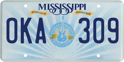 MS license plate OKA309