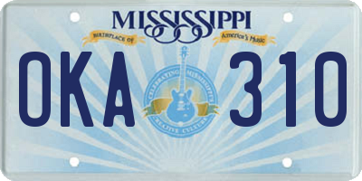 MS license plate OKA310