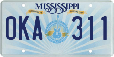 MS license plate OKA311