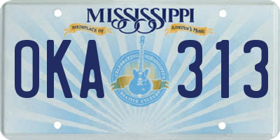 MS license plate OKA313