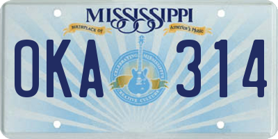 MS license plate OKA314