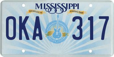 MS license plate OKA317