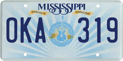 MS license plate OKA319