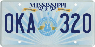 MS license plate OKA320