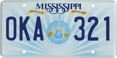 MS license plate OKA321