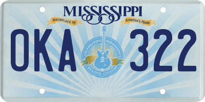 MS license plate OKA322