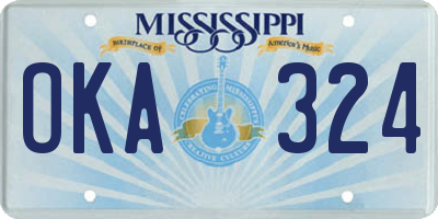 MS license plate OKA324