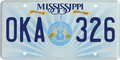 MS license plate OKA326