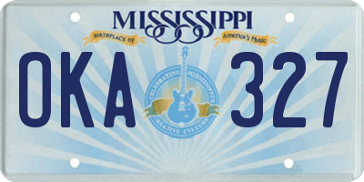 MS license plate OKA327