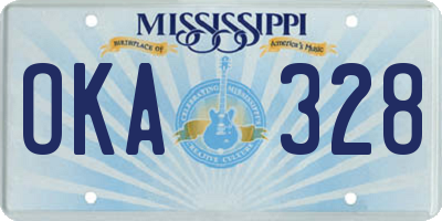 MS license plate OKA328