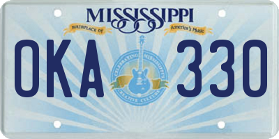 MS license plate OKA330