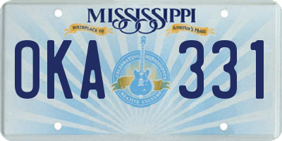 MS license plate OKA331