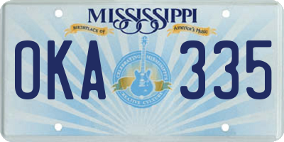 MS license plate OKA335