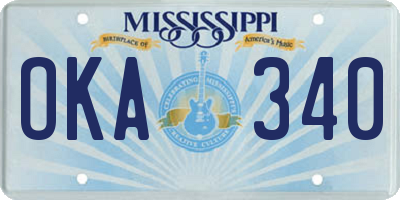 MS license plate OKA340