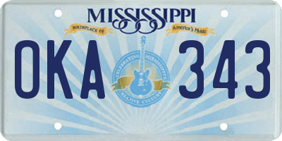 MS license plate OKA343