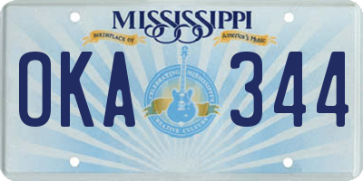 MS license plate OKA344